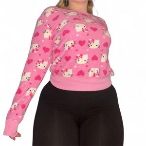 Hello Kitty pink fleece soft sweater long sleeve pajama shirt